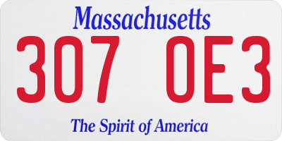 MA license plate 307OE3