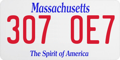 MA license plate 307OE7