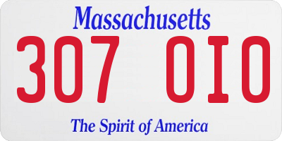MA license plate 307OI0