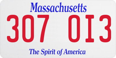 MA license plate 307OI3