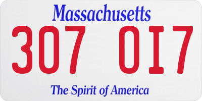 MA license plate 307OI7