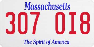 MA license plate 307OI8