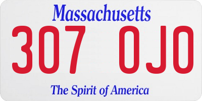 MA license plate 307OJ0