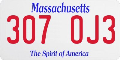 MA license plate 307OJ3