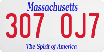 MA license plate 307OJ7