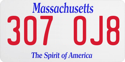 MA license plate 307OJ8