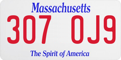 MA license plate 307OJ9