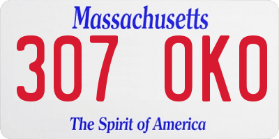 MA license plate 307OK0