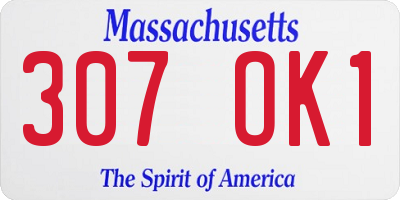 MA license plate 307OK1