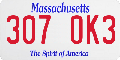 MA license plate 307OK3