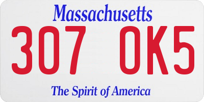 MA license plate 307OK5