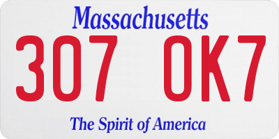 MA license plate 307OK7