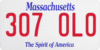 MA license plate 307OL0