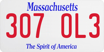 MA license plate 307OL3