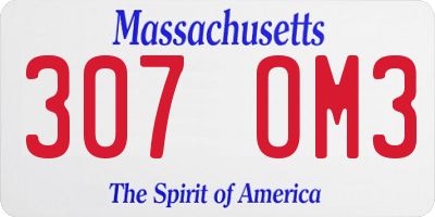 MA license plate 307OM3