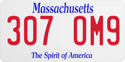 MA license plate 307OM9