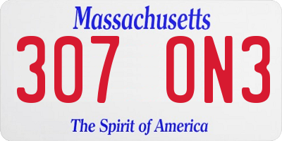 MA license plate 307ON3