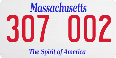 MA license plate 307OO2