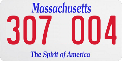 MA license plate 307OO4