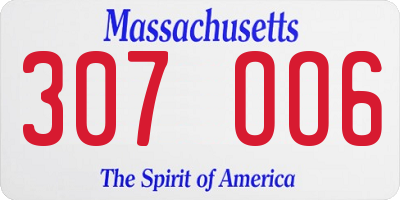 MA license plate 307OO6
