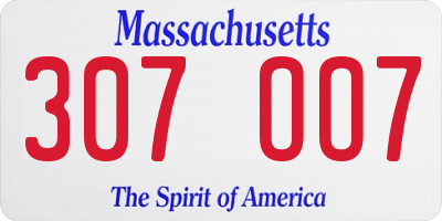MA license plate 307OO7