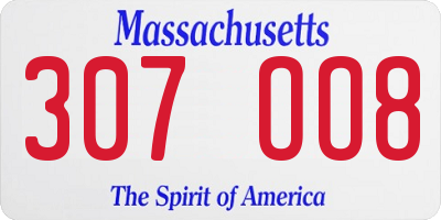 MA license plate 307OO8