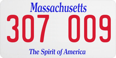 MA license plate 307OO9