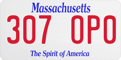 MA license plate 307OP0