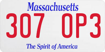 MA license plate 307OP3