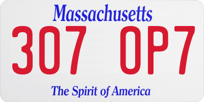 MA license plate 307OP7