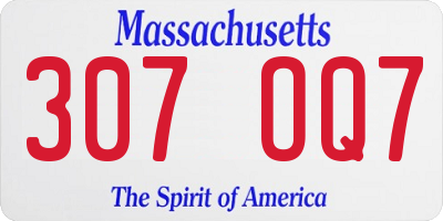 MA license plate 307OQ7
