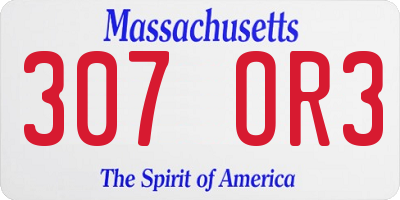 MA license plate 307OR3