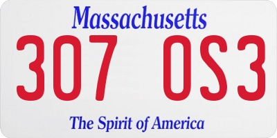 MA license plate 307OS3
