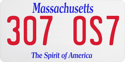 MA license plate 307OS7