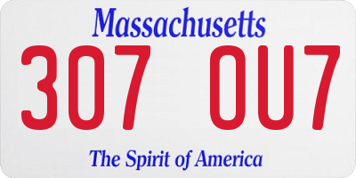 MA license plate 307OU7