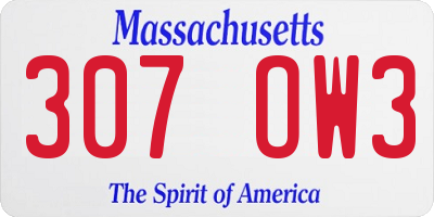 MA license plate 307OW3