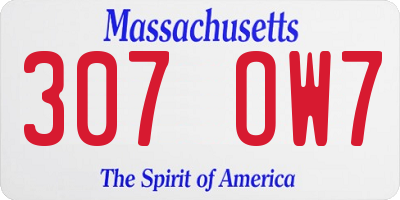 MA license plate 307OW7