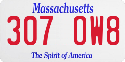 MA license plate 307OW8