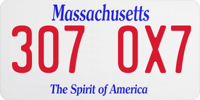 MA license plate 307OX7