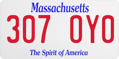 MA license plate 307OY0