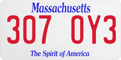 MA license plate 307OY3