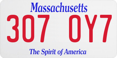 MA license plate 307OY7
