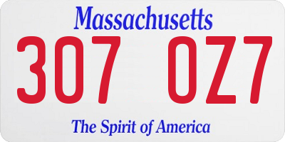 MA license plate 307OZ7