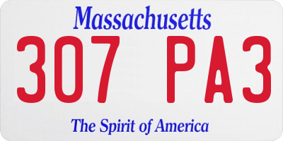 MA license plate 307PA3