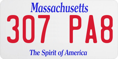 MA license plate 307PA8