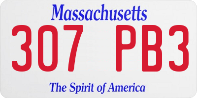 MA license plate 307PB3