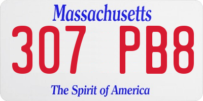 MA license plate 307PB8