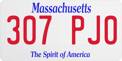 MA license plate 307PJ0