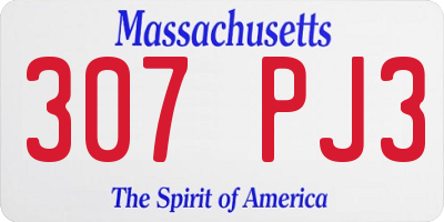 MA license plate 307PJ3