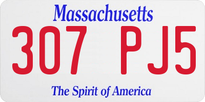 MA license plate 307PJ5